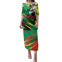 Senegal Family Matching Puletasi and Hawaiian Shirt with Bold Eagle Graphic and Brushstroke Flag Colors Design - Wonder Print Shop