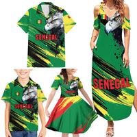 Senegal Family Matching Summer Maxi Dress and Hawaiian Shirt with Bold Eagle Graphic and Brushstroke Flag Colors Design - Wonder Print Shop