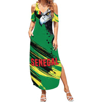 Senegal Family Matching Summer Maxi Dress and Hawaiian Shirt with Bold Eagle Graphic and Brushstroke Flag Colors Design - Wonder Print Shop