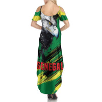 Senegal Family Matching Summer Maxi Dress and Hawaiian Shirt with Bold Eagle Graphic and Brushstroke Flag Colors Design - Wonder Print Shop