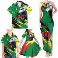 Senegal Family Matching Tank Maxi Dress and Hawaiian Shirt with Bold Eagle Graphic and Brushstroke Flag Colors Design - Wonder Print Shop