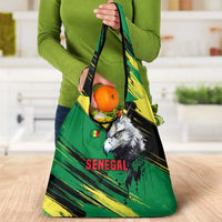 Senegal Grocery Bag with Bold Eagle Graphic and Brushstroke Flag Colors Design - Wonder Print Shop