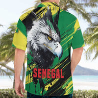 Senegal Hawaiian Shirt with Bold Eagle Graphic and Brushstroke Flag Colors Design - Wonder Print Shop