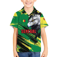Senegal Hawaiian Shirt with Bold Eagle Graphic and Brushstroke Flag Colors Design - Wonder Print Shop