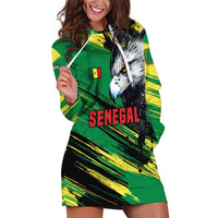 Senegal Hoodie Dress with Bold Eagle Graphic and Brushstroke Flag Colors Design - Wonder Print Shop
