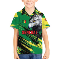 Senegal Kid Hawaiian Shirt with Bold Eagle Graphic and Brushstroke Flag Colors Design - Wonder Print Shop