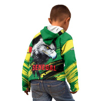 Senegal Kid Hoodie with Bold Eagle Graphic and Brushstroke Flag Colors Design - Wonder Print Shop
