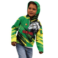 Senegal Kid Hoodie with Bold Eagle Graphic and Brushstroke Flag Colors Design - Wonder Print Shop