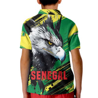 Senegal Kid Polo Shirt with Bold Eagle Graphic and Brushstroke Flag Colors Design - Wonder Print Shop