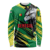 Senegal Long Sleeve Shirt with Bold Eagle Graphic and Brushstroke Flag Colors Design - Wonder Print Shop