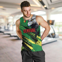 Senegal Men Tank Top with Bold Eagle Graphic and Brushstroke Flag Colors Design - Wonder Print Shop