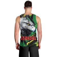 Senegal Men Tank Top with Bold Eagle Graphic and Brushstroke Flag Colors Design - Wonder Print Shop