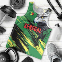 Senegal Men Tank Top with Bold Eagle Graphic and Brushstroke Flag Colors Design - Wonder Print Shop