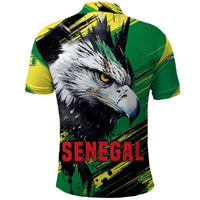 Senegal Polo Shirt with Bold Eagle Graphic and Brushstroke Flag Colors Design - Wonder Print Shop