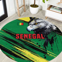 Senegal Round Carpet with Bold Eagle Graphic and Brushstroke Flag Colors Design - Wonder Print Shop