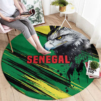 Senegal Round Carpet with Bold Eagle Graphic and Brushstroke Flag Colors Design - Wonder Print Shop
