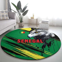 Senegal Round Carpet with Bold Eagle Graphic and Brushstroke Flag Colors Design - Wonder Print Shop
