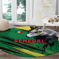 Senegal Round Carpet with Bold Eagle Graphic and Brushstroke Flag Colors Design - Wonder Print Shop