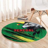 Senegal Round Carpet with Bold Eagle Graphic and Brushstroke Flag Colors Design - Wonder Print Shop