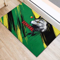 Senegal Rubber Doormat with Bold Eagle Graphic and Brushstroke Flag Colors Design - Wonder Print Shop
