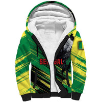 Senegal Sherpa Hoodie with Bold Eagle Graphic and Brushstroke Flag Colors Design - Wonder Print Shop
