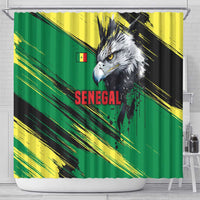 Senegal Shower Curtain with Bold Eagle Graphic and Brushstroke Flag Colors Design - Wonder Print Shop