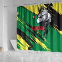 Senegal Shower Curtain with Bold Eagle Graphic and Brushstroke Flag Colors Design - Wonder Print Shop