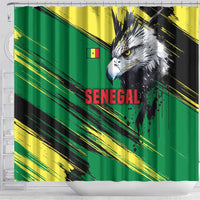 Senegal Shower Curtain with Bold Eagle Graphic and Brushstroke Flag Colors Design - Wonder Print Shop