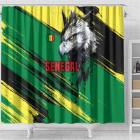 Senegal Shower Curtain with Bold Eagle Graphic and Brushstroke Flag Colors Design - Wonder Print Shop