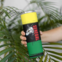 Senegal Skinny Tumbler with Bold Eagle Graphic and Brushstroke Flag Colors Design - Wonder Print Shop