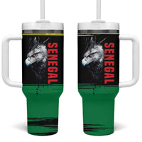 Senegal Tumbler With Handle with Bold Eagle Graphic and Brushstroke Flag Colors Design - Wonder Print Shop