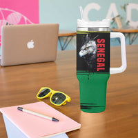 Senegal Tumbler With Handle with Bold Eagle Graphic and Brushstroke Flag Colors Design - Wonder Print Shop