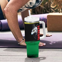 Senegal Tumbler With Handle with Bold Eagle Graphic and Brushstroke Flag Colors Design - Wonder Print Shop