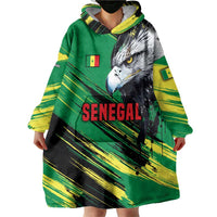 Senegal Wearable Blanket Hoodie with Bold Eagle Graphic and Brushstroke Flag Colors Design - Wonder Print Shop