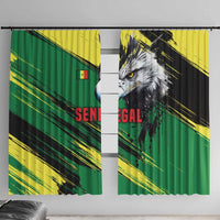 Senegal Window Curtain with Bold Eagle Graphic and Brushstroke Flag Colors Design - Wonder Print Shop