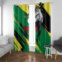 Senegal Window Curtain with Bold Eagle Graphic and Brushstroke Flag Colors Design - Wonder Print Shop