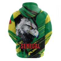 Senegal Zip Hoodie with Bold Eagle Graphic and Brushstroke Flag Colors Design - Wonder Print Shop