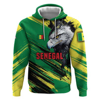 Senegal Zip Hoodie with Bold Eagle Graphic and Brushstroke Flag Colors Design - Wonder Print Shop