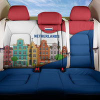 Netherlands Amsterdam Back Car Seat Cover with Colorful Canal Houses and National Flag Design - Wonder Print Shop