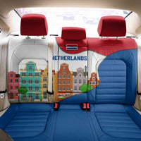 Netherlands Amsterdam Back Car Seat Cover with Colorful Canal Houses and National Flag Design - Wonder Print Shop