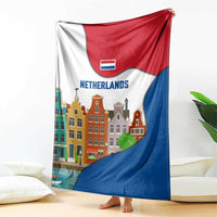 Netherlands Amsterdam Blanket with Colorful Canal Houses and National Flag Design - Wonder Print Shop