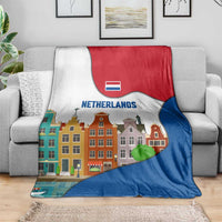 Netherlands Amsterdam Blanket with Colorful Canal Houses and National Flag Design - Wonder Print Shop
