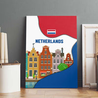 Netherlands Amsterdam Canvas Wall Art with Colorful Canal Houses and National Flag Design - Wonder Print Shop