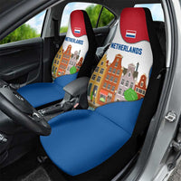 Netherlands Amsterdam Car Seat Cover with Colorful Canal Houses and National Flag Design - Wonder Print Shop