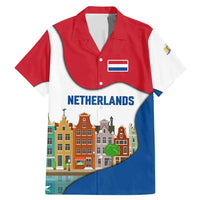 Netherlands Amsterdam Family Matching Mermaid Dress and Hawaiian Shirt with Colorful Canal Houses and National Flag Design - Wonder Print Shop