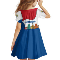 Netherlands Amsterdam Family Matching Off Shoulder Maxi Dress and Hawaiian Shirt with Colorful Canal Houses and National Flag Design - Wonder Print Shop