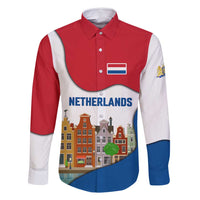 Netherlands Amsterdam Family Matching Tank Maxi Dress and Hawaiian Shirt with Colorful Canal Houses and National Flag Design - Wonder Print Shop