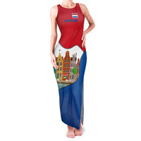 Netherlands Amsterdam Family Matching Tank Maxi Dress and Hawaiian Shirt with Colorful Canal Houses and National Flag Design - Wonder Print Shop