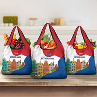 Netherlands Amsterdam Grocery Bag with Colorful Canal Houses and National Flag Design - Wonder Print Shop
