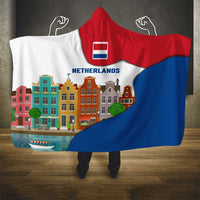 Netherlands Amsterdam Hooded Blanket with Colorful Canal Houses and National Flag Design - Wonder Print Shop